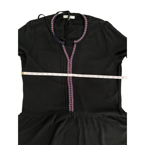 RO&DE Ladies Embroidered Tunic Size Small Black Long Sleeve Tie Neck - Picture 5 of 10